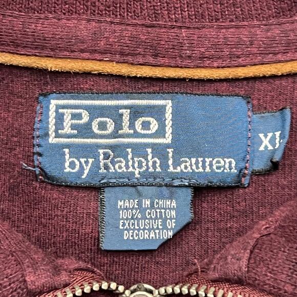 Polo Ralph Lauren Sweater Men's XL Burgundy Tight Knit Mock Neck Quarter Zip - Picture 8 of 11